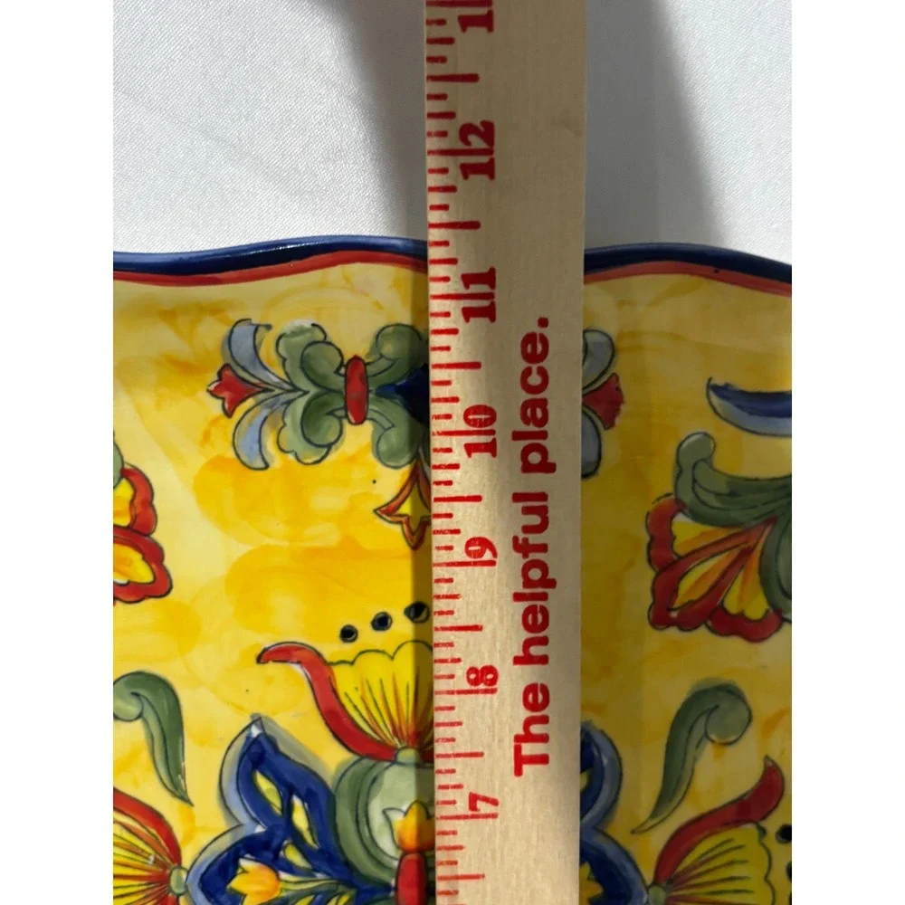Yellow Talavera Hand Painted Ceramic Square 11.5